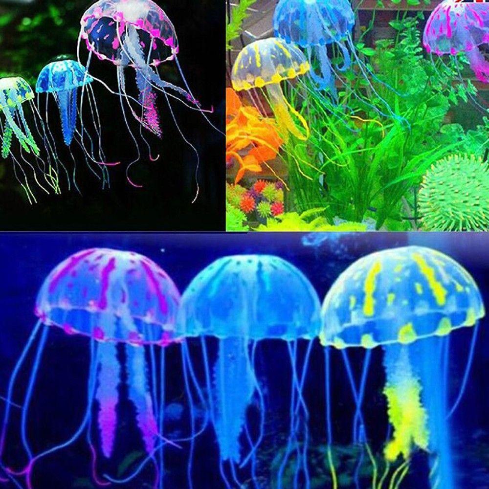 Медуза Украшение для аквариума Искусственная медуза Светящаяся медуза Яркая медуза розовый