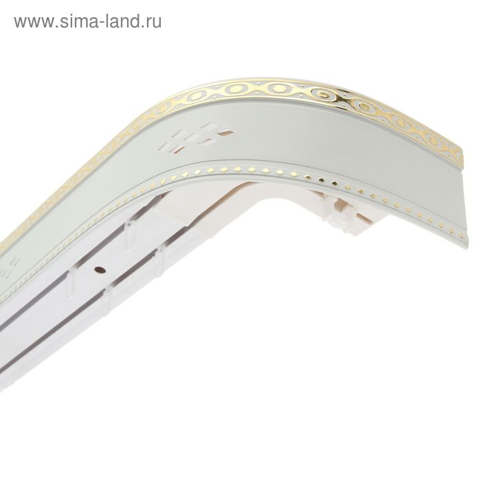 Карниз трёхрядный «Ультракомпакт. Ромб», 240 см, с декоративной планкой 7 см, цвет золото/белый