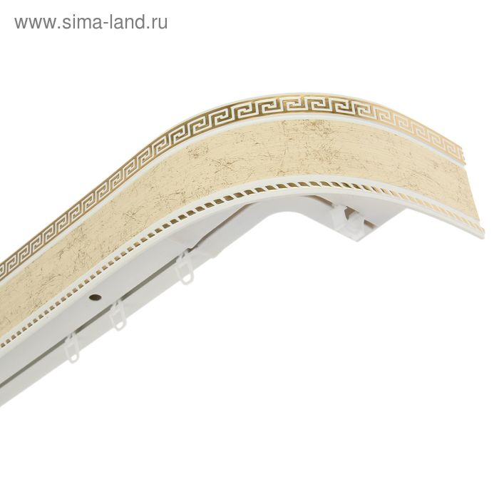 Карниз трёхрядный «Ультракомпакт. Меандр золото», 240 см, с декоративной планкой 7 см, цвет шампань