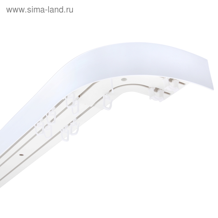Карниз трёхрядный, «Ультракомпакт», 240 см, с декоративной планкой, цвет белый
